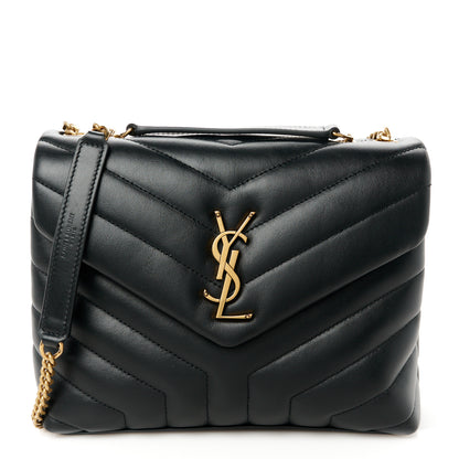 Saint Laurent Calfskin Y Quilted Monogram Small Loulou Chain Satchel Black 1 of 11