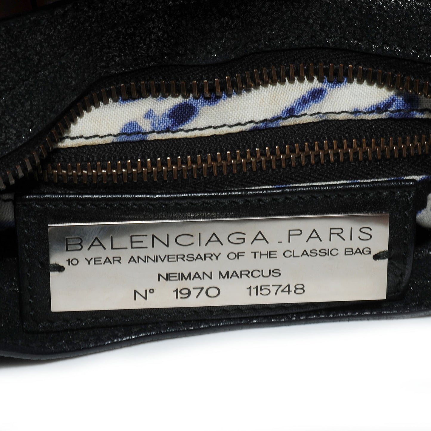 Metallic Craquele Calfskin Classic Hardware City Black