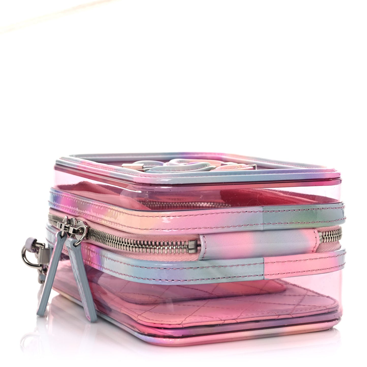 PVC Patent Calfskin Patent Lambskin Vertical Vanity Case Pink