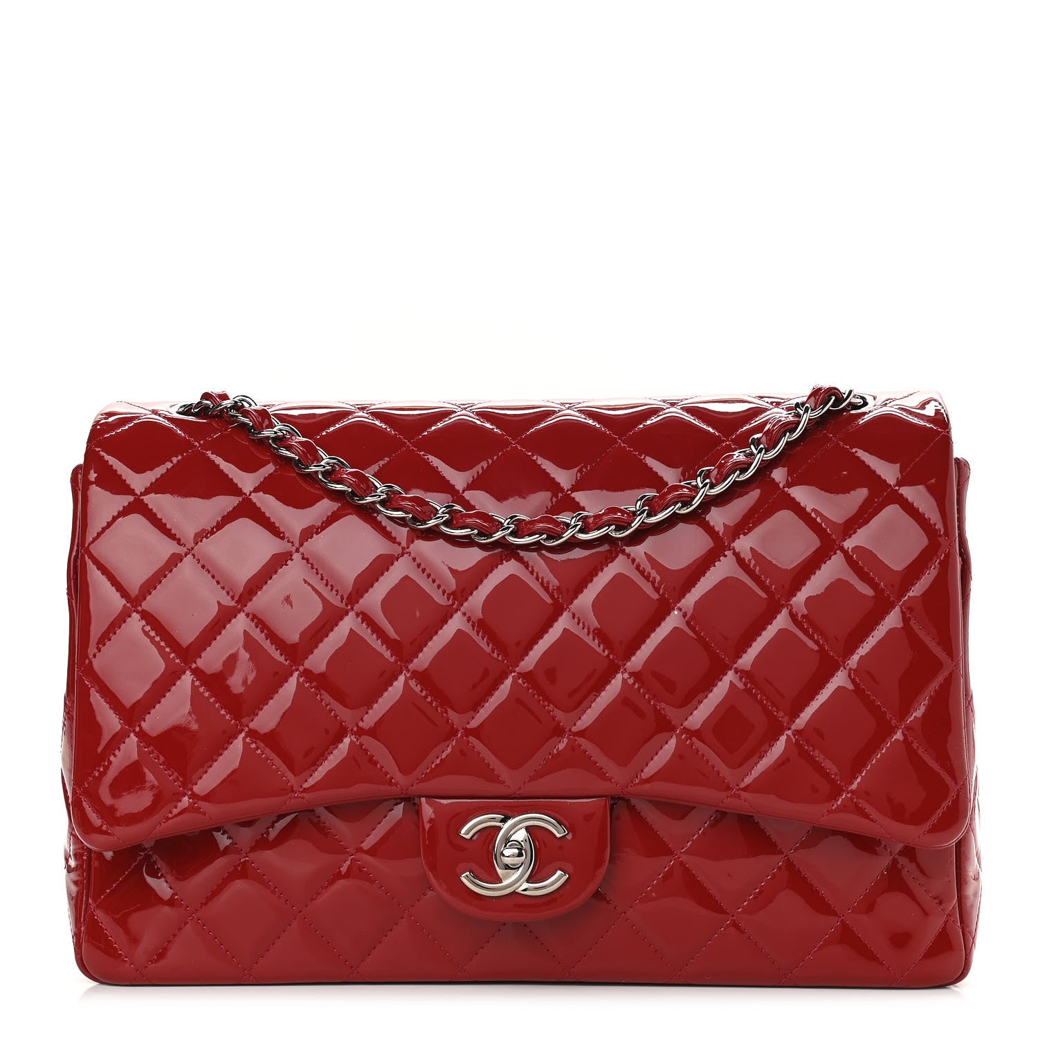 Chanel Patent Quilted Maxi Double Flap Red 1 of 11