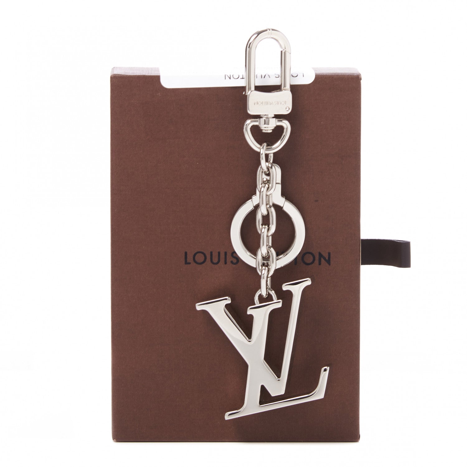 Louis Vuitton Metal Palladiium Finish LV Initiales Bag Charm Key Holder Silver 6 of 6