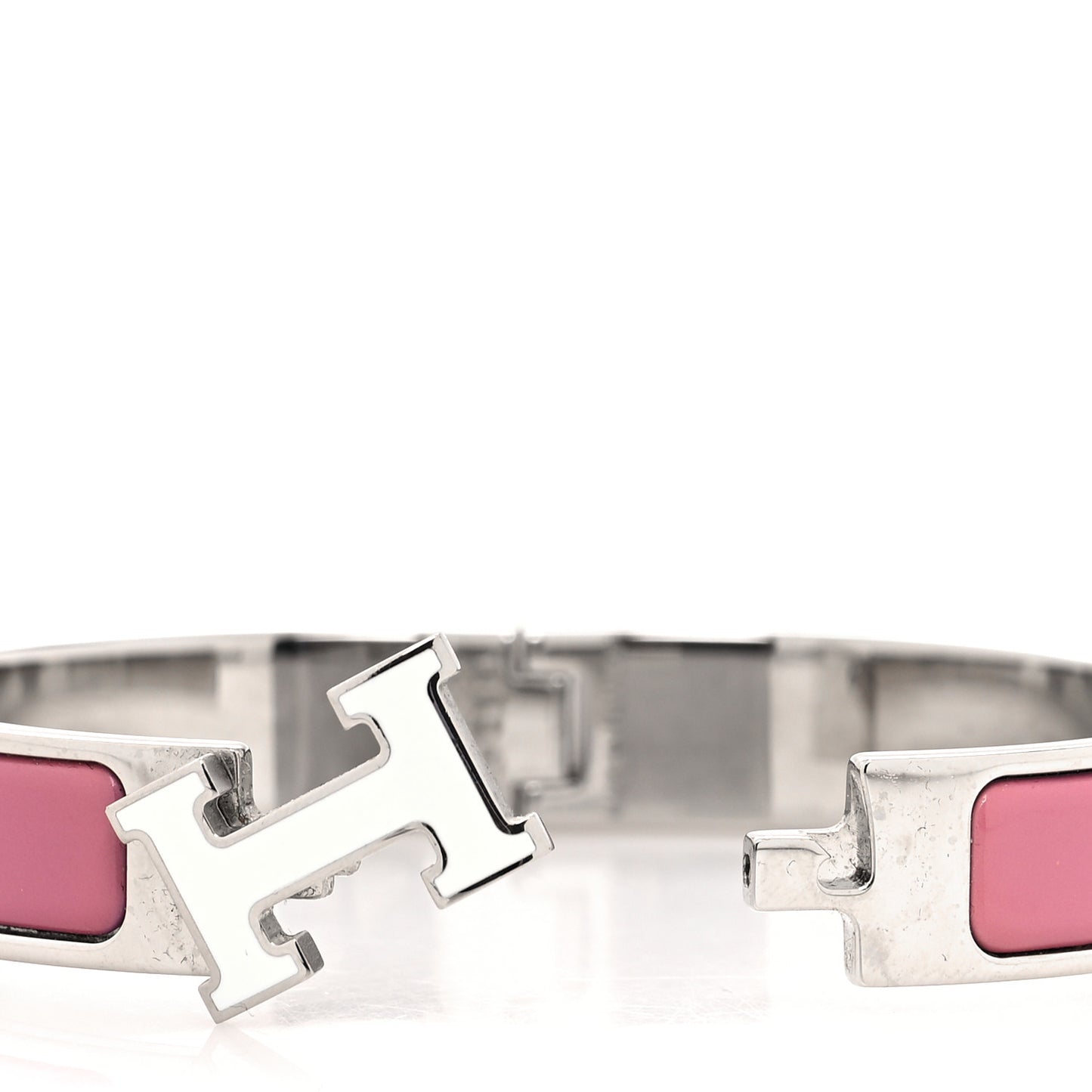 Enamel Narrow Clic Clac H Bracelet PM Rose Velours White