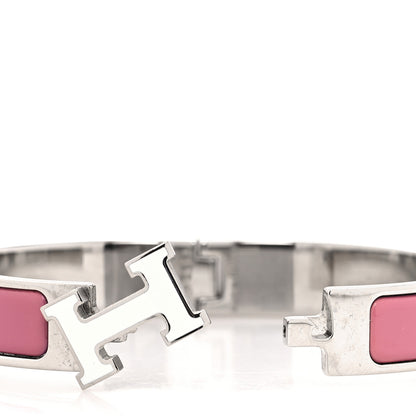 Hermes Enamel Narrow Clic Clac H Bracelet PM Rose Velours White 4 of 5