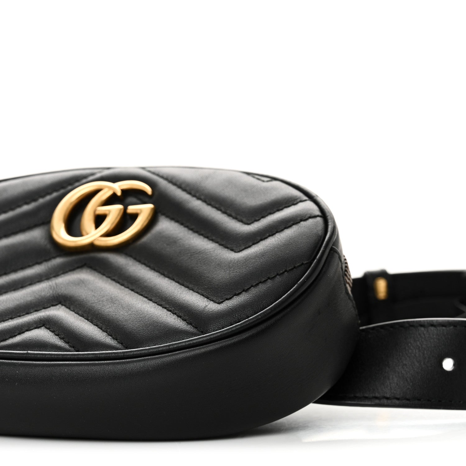 Gucci Calfskin Matelasse GG Marmont Belt Bag 85 34 Black 10 of 11