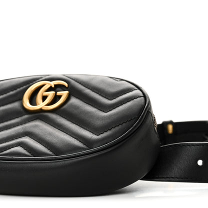 Gucci Calfskin Matelasse GG Marmont Belt Bag 85 34 Black 10 of 11