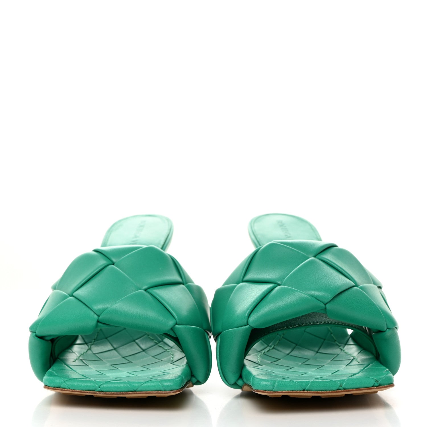 Bottega Veneta Nappa Maxi Intrecciato Lido Mule Sandals 36.5 Acid Turquoise 2 of 8