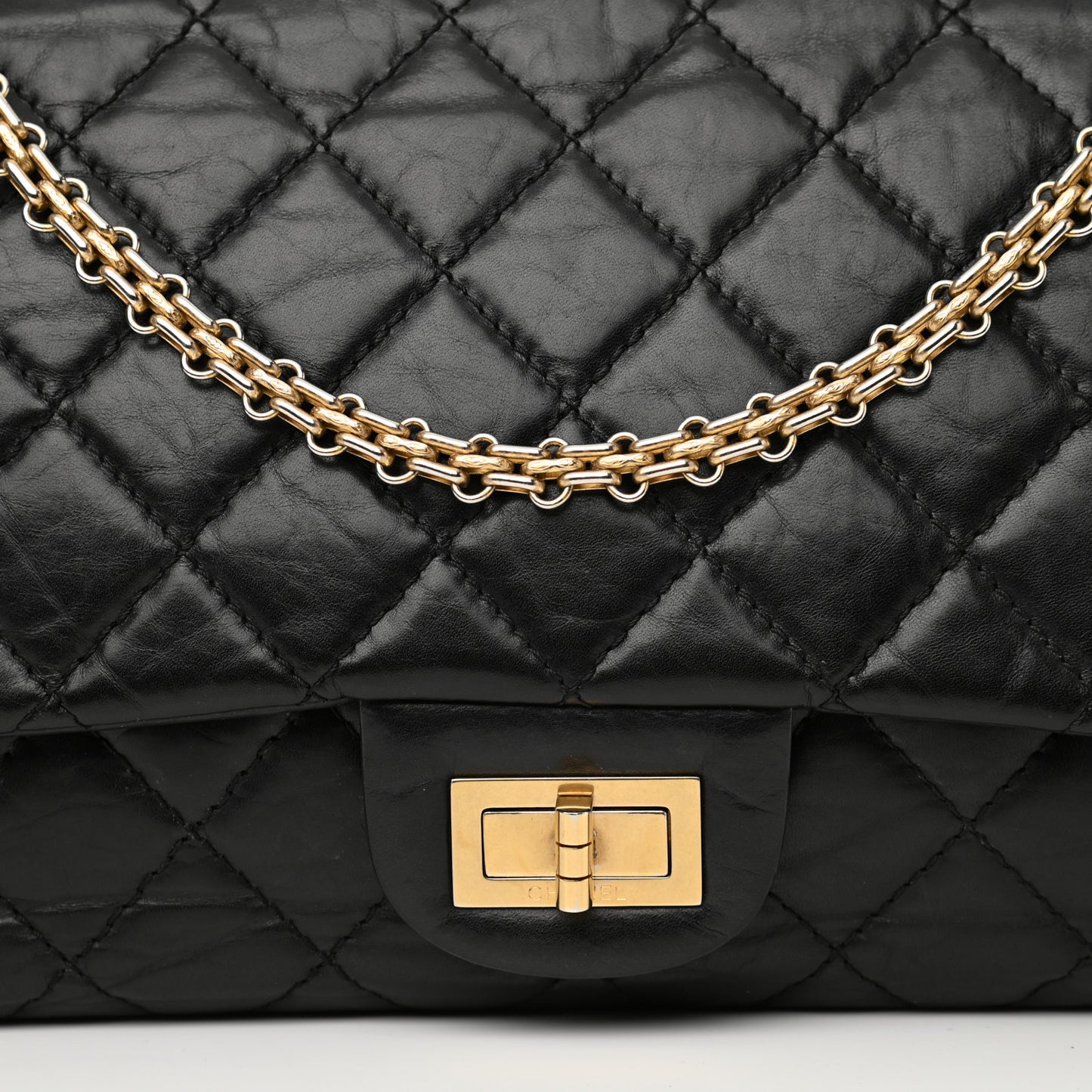 Aged Calfskin Quilted 2.55 Reissue 227 Flap Black
