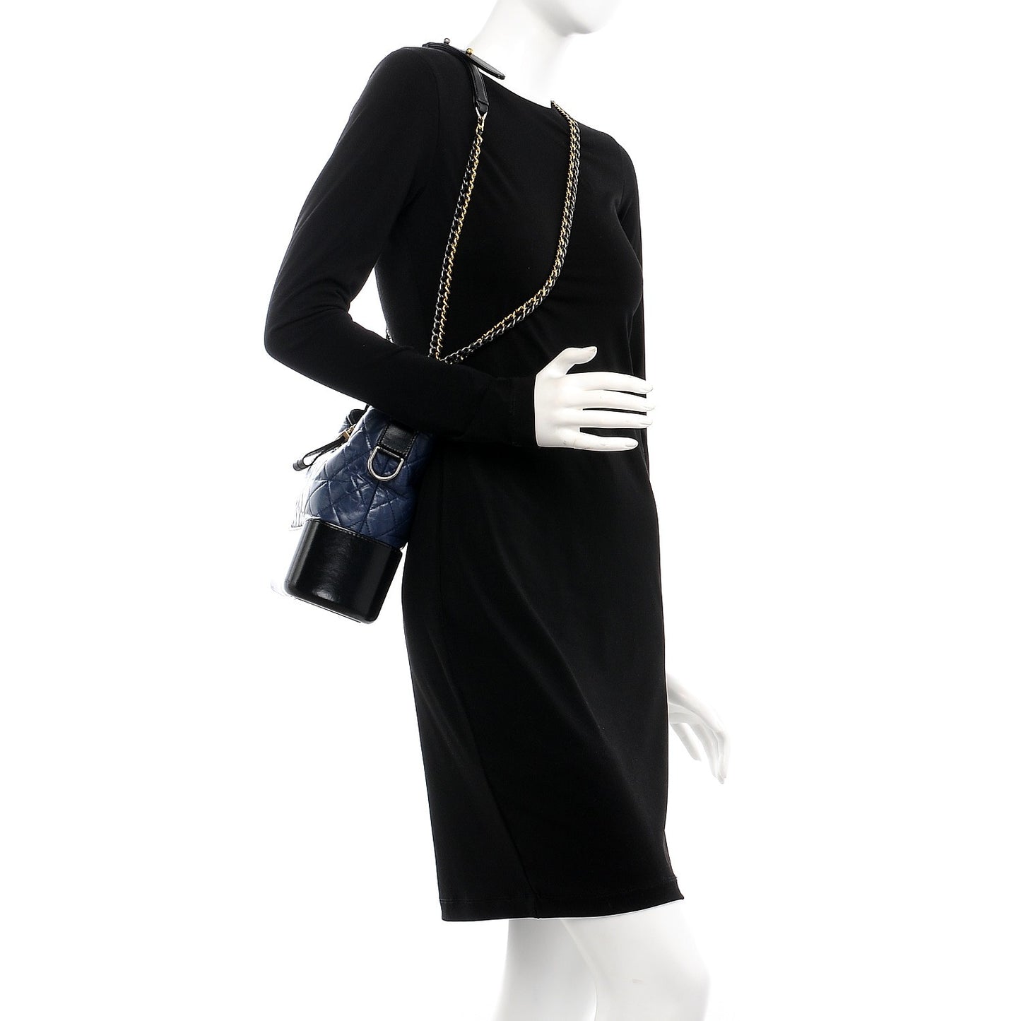Aged Calfskin Quilted Medium Gabrielle Hobo Navy Black
