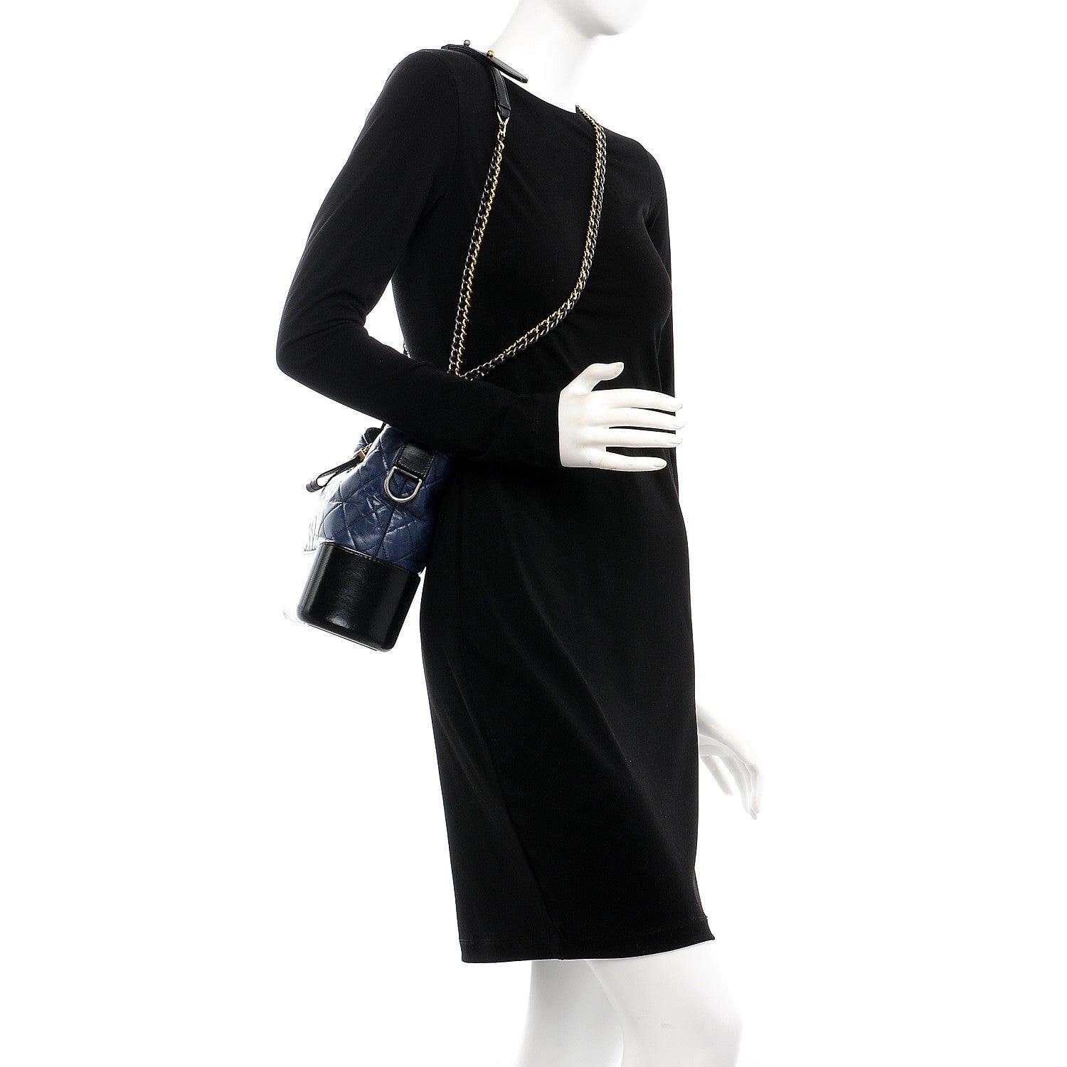 Chanel Aged Calfskin Quilted Medium Gabrielle Hobo Navy Black 2 of 11