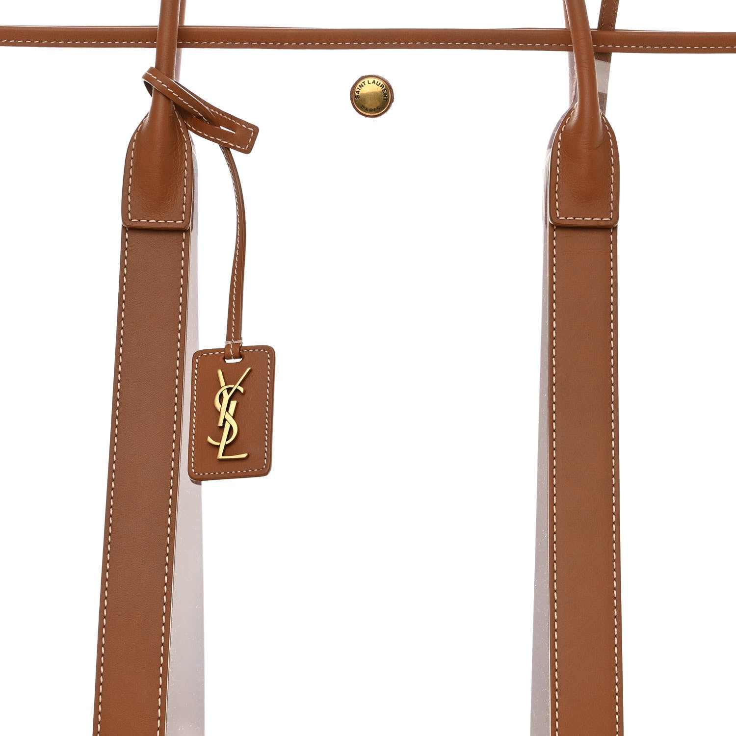 Saint Laurent Calfskin Vinyl Cabas Tote Brown 10 of 12