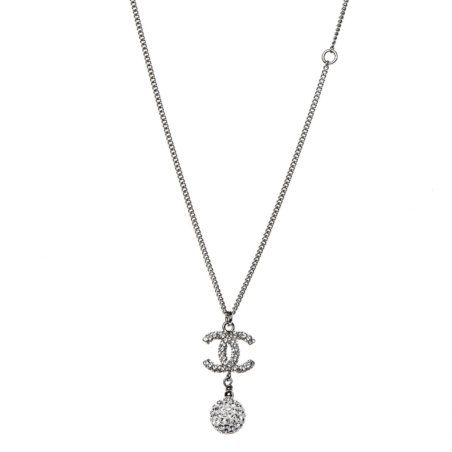 Crystal CC Ball Pendant Necklace Silver