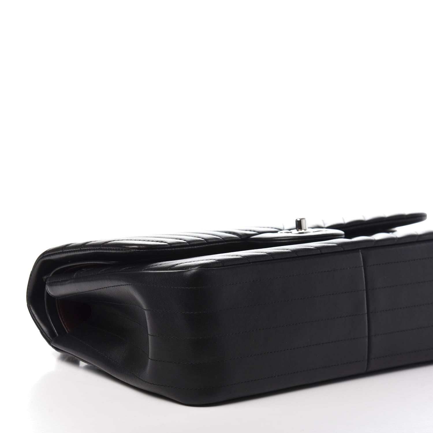 Chanel Lambskin Chevron Quilted Jumbo Double Flap Black 6 of 11