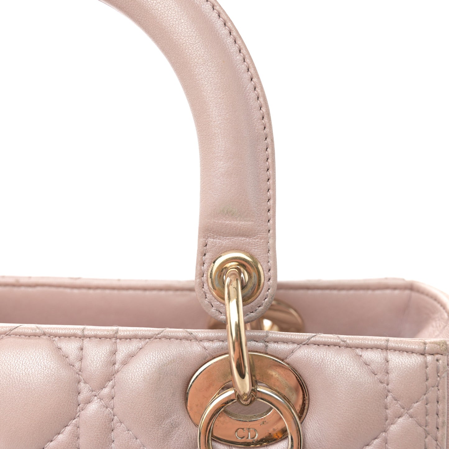 Metallic Lambskin Cannage Medium Lady Dior Lotus