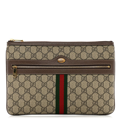 Gucci GG Supreme Monogram Large Ophidia Pouch Clutch Brown 1 of 7