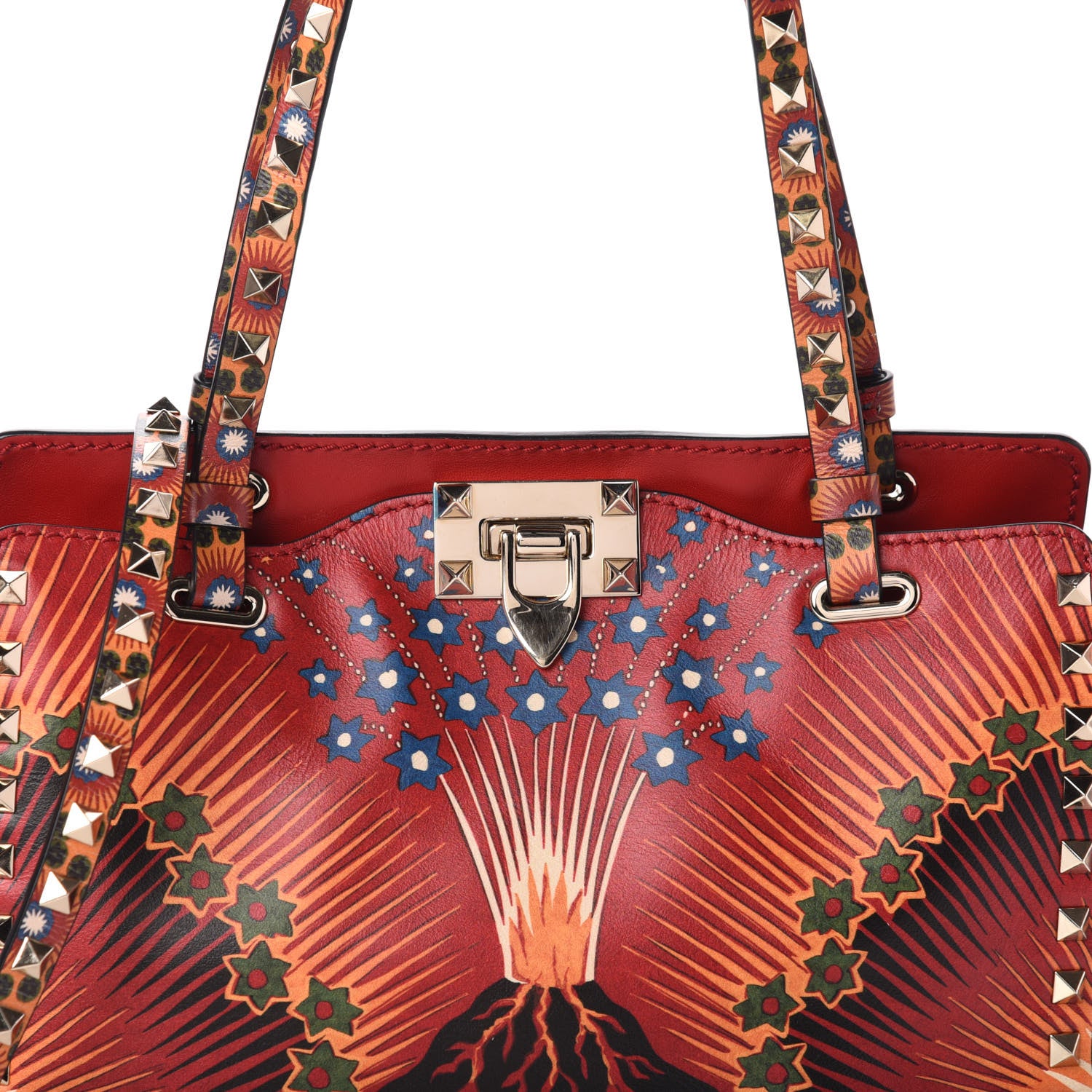Valentino Garavani Vitello Enchanted Wonderland Small Rockstud Tote Rosso 7 of 9