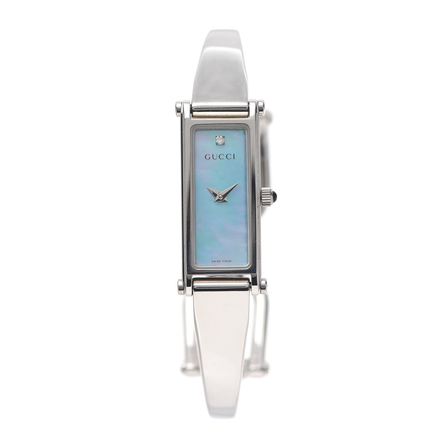 Stainless Steel Diamond Blue Mother of Pearl 12mm 1500L Horsebit Quartz Watch