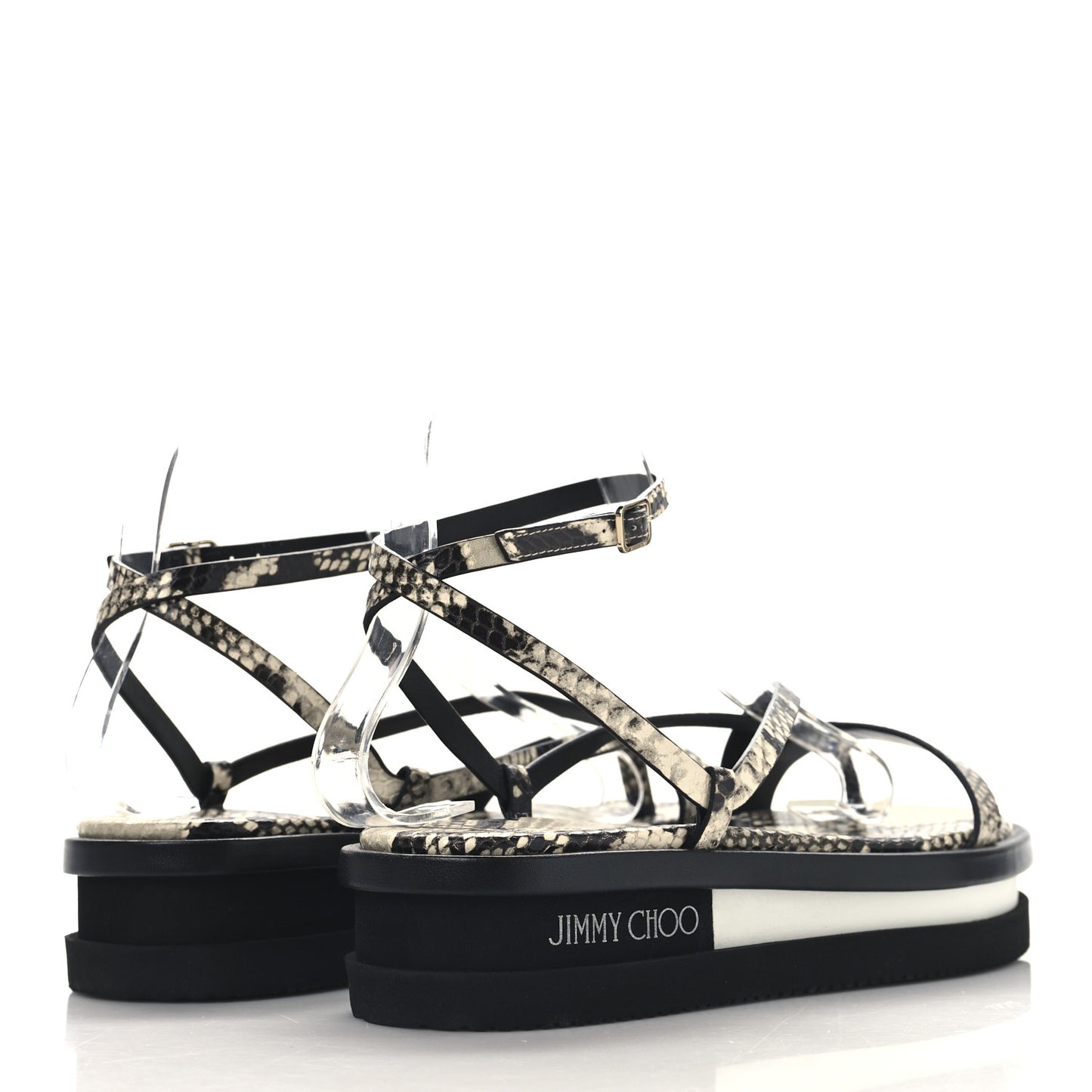 Snake Embossed Pine Platform Sandals 38 Roccia