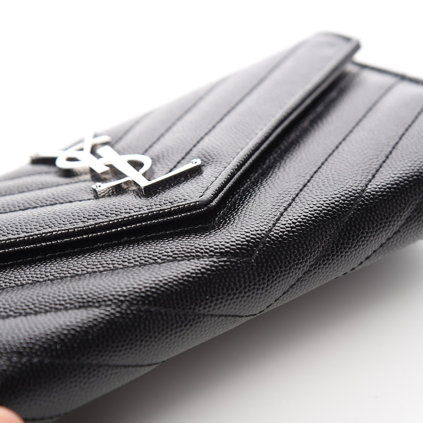 Grain De Poudre Matelasse Chevron Monogram Flap Wallet Black