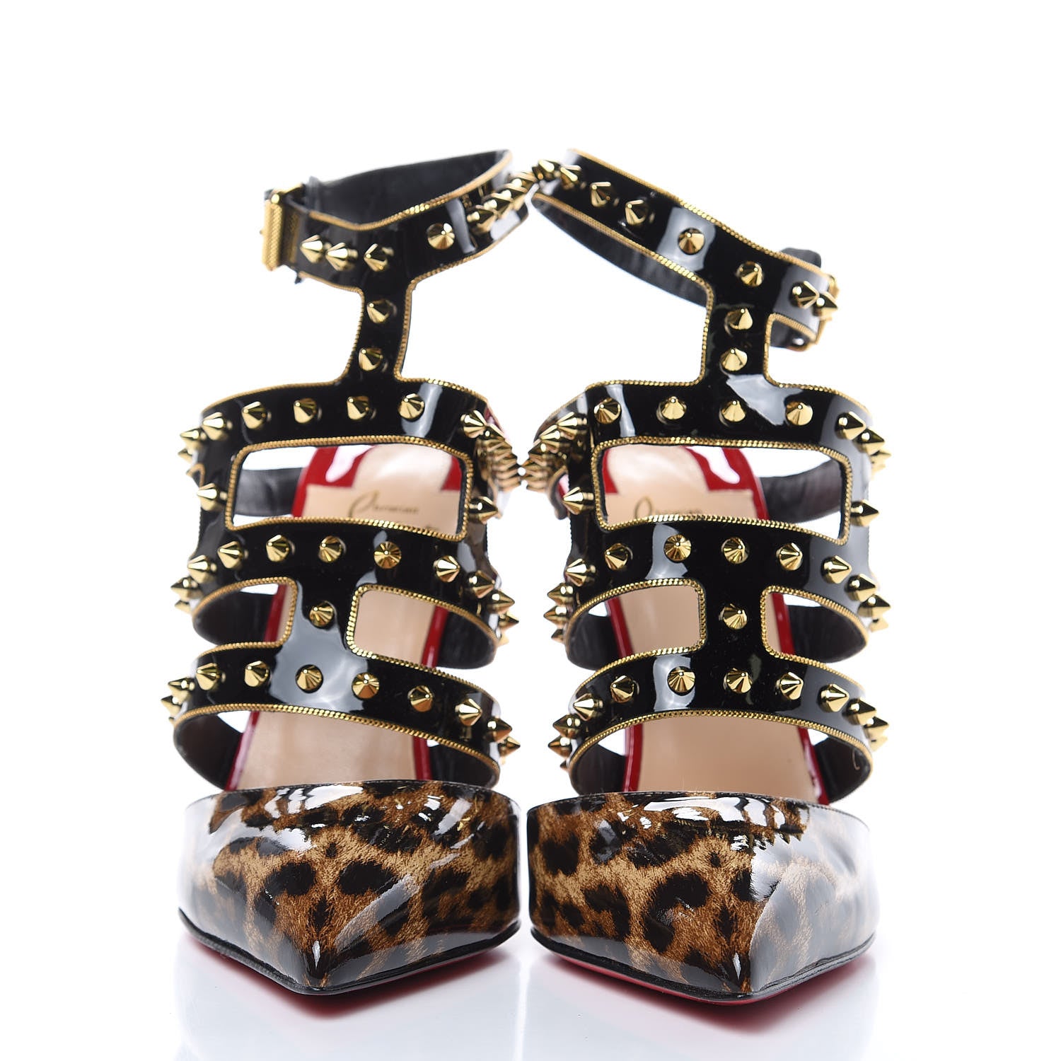 Christian Louboutin Patent Leopard Print Tchicaboum 100 Pumps 40 Version Brown 2 of 7