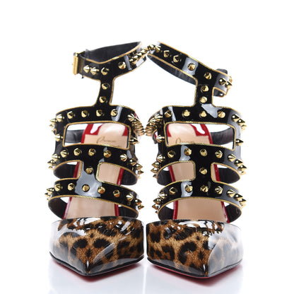 Christian Louboutin Patent Leopard Print Tchicaboum 100 Pumps 40 Version Brown 2 of 7