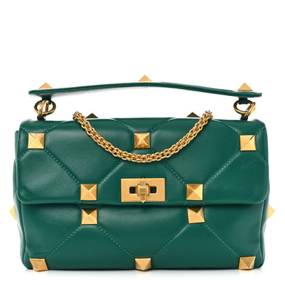 Valentino Garavani Nappa Roman Stud Shoulder Bag Jungle 1 of 9