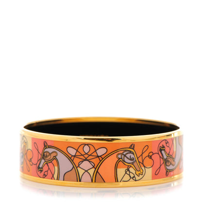 Hermes Enamel Printed Wide Coup De Fouet Bracelet 62 1 of 5