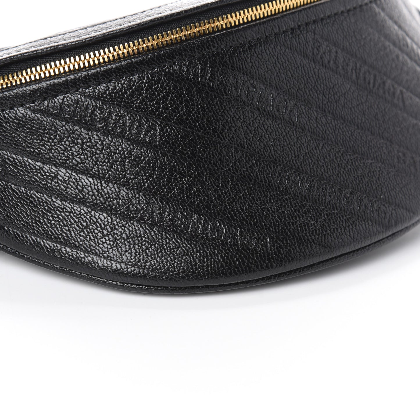 Shiny Goatskin Allover Logo Embossed XXS Souvenir Belt Bag Black