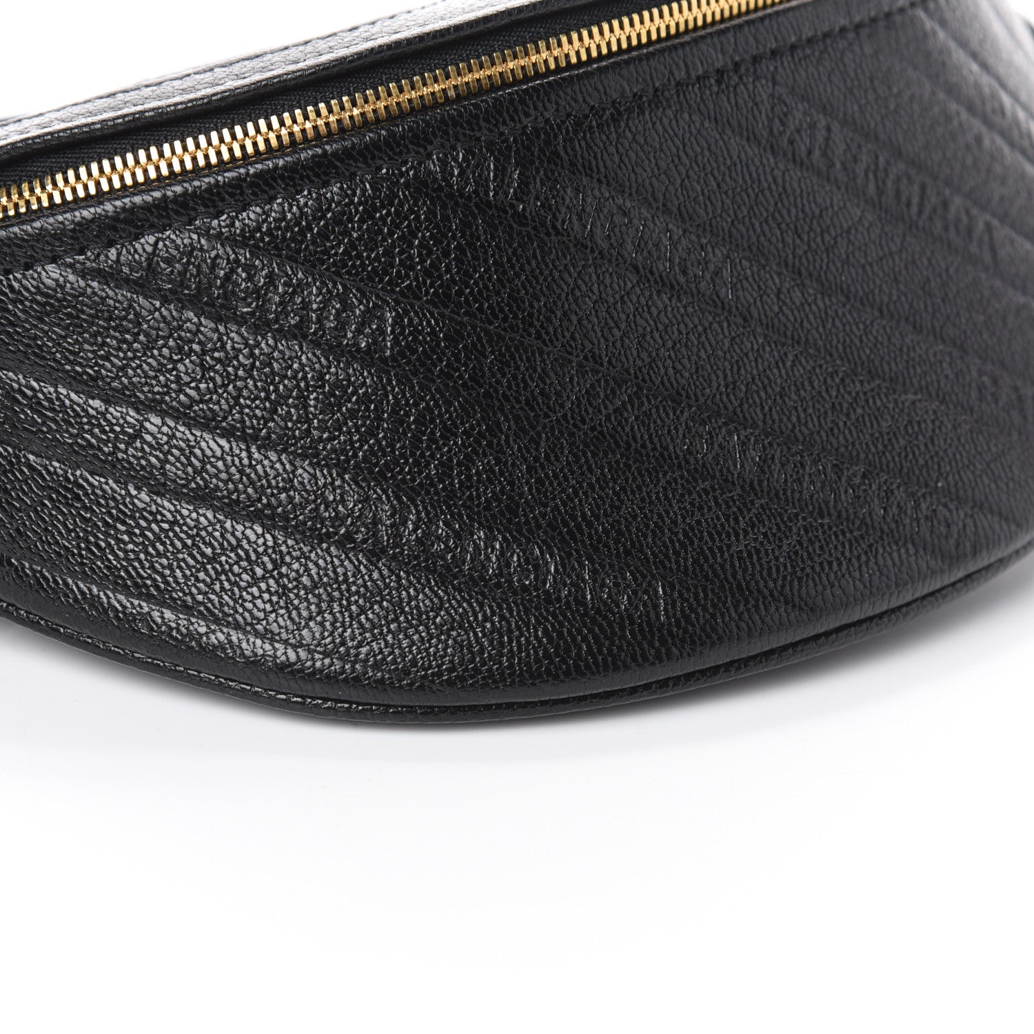 Balenciaga Shiny Goatskin Allover Logo Embossed XXS Souvenir Belt Bag Black 8 of 9