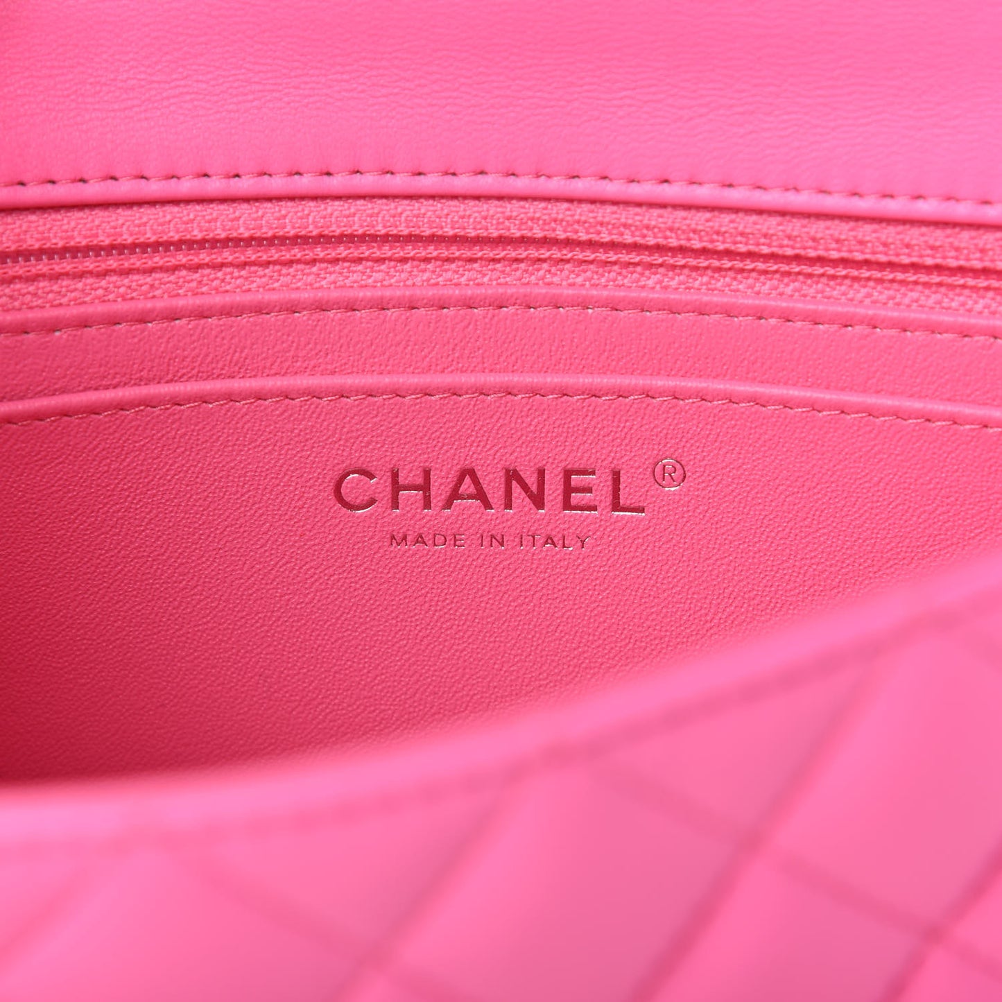 Lambskin Quilted Mini Rectangular Flap Neon Pink