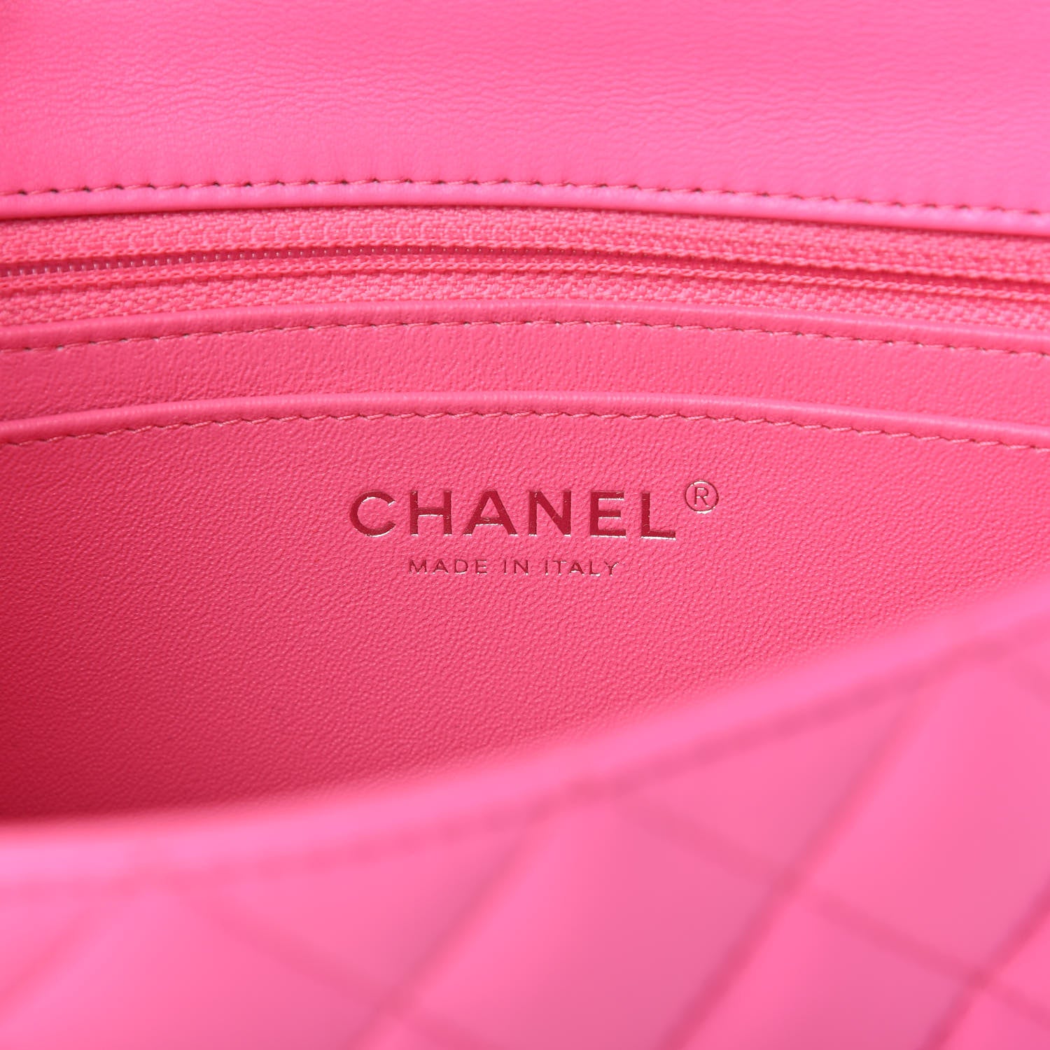 Chanel Lambskin Quilted Mini Rectangular Flap Neon Pink 8 of 10