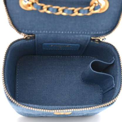 Chanel Denim Quilted Mini Pearl Crush Vanity Case With Chain 5 of 11