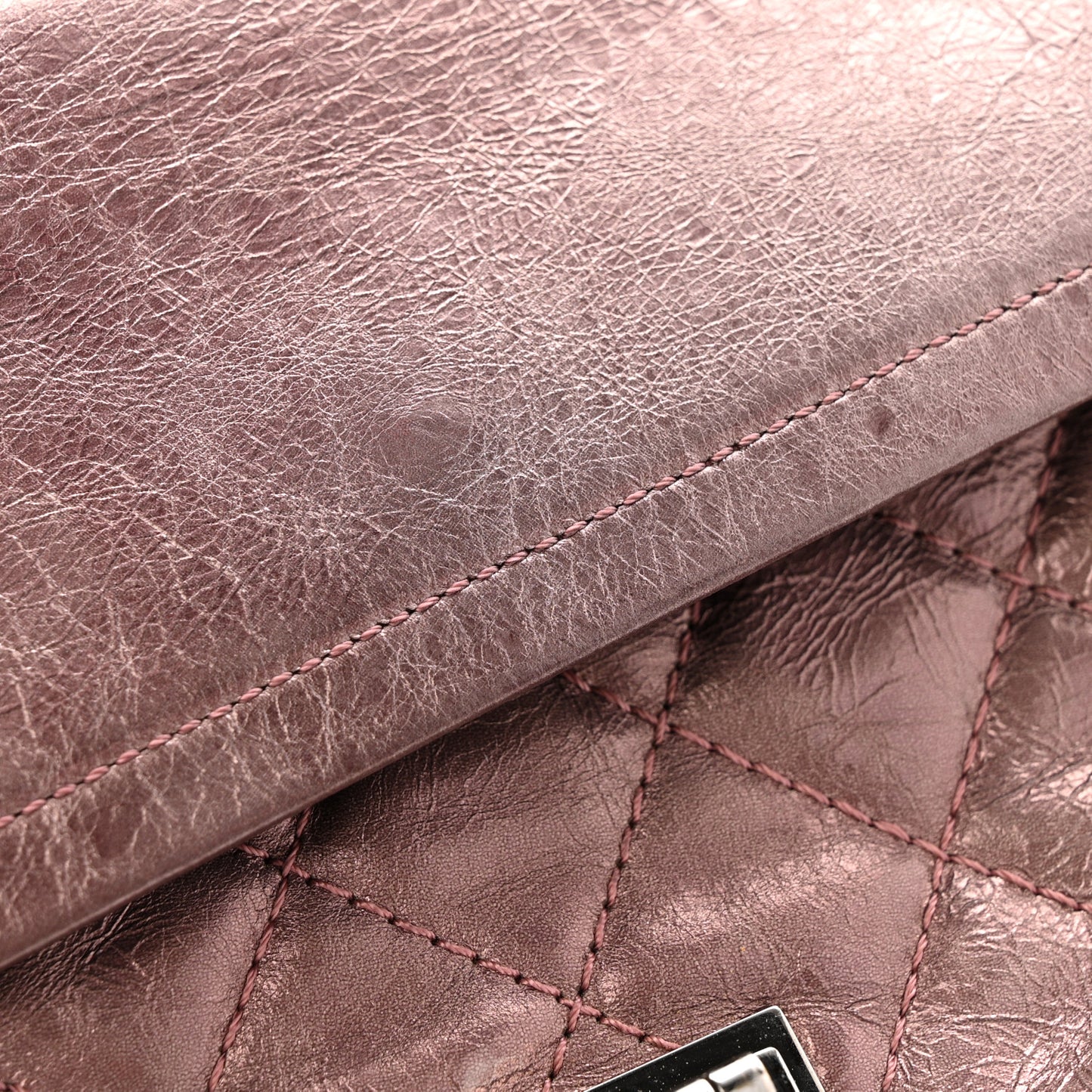 Metallic Aged Calfskin Quilted 2.55 Reissue 226 Flap Rose Fonce