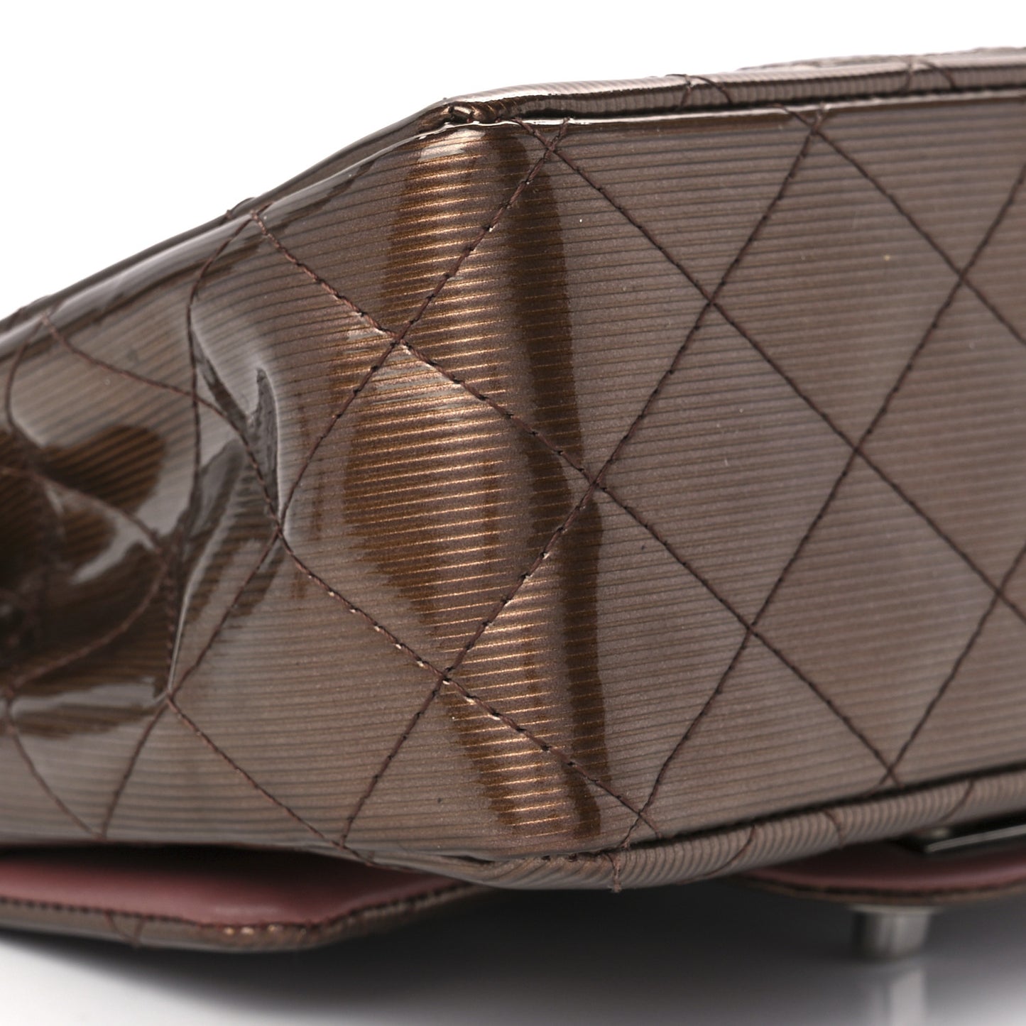 Striated Patent Quilted Mini Square Flap Pink