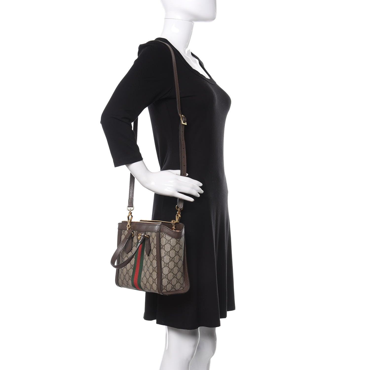 Gucci GG Supreme Monogram Small Ophidia Tote Bag Brown 2 of 10