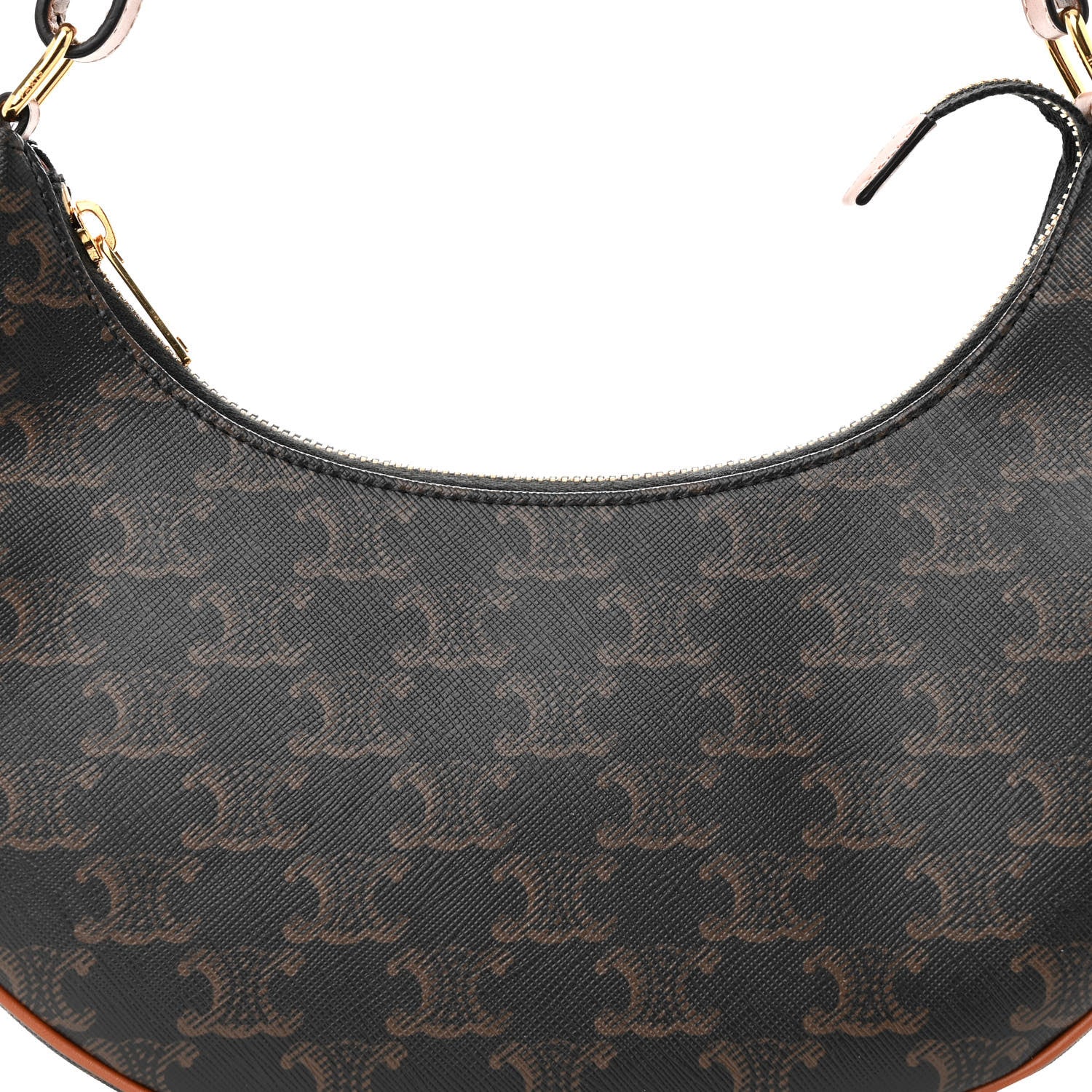 Celine Triomphe Canvas Calfskin Ava Shoulder Bag Tan 9 of 12