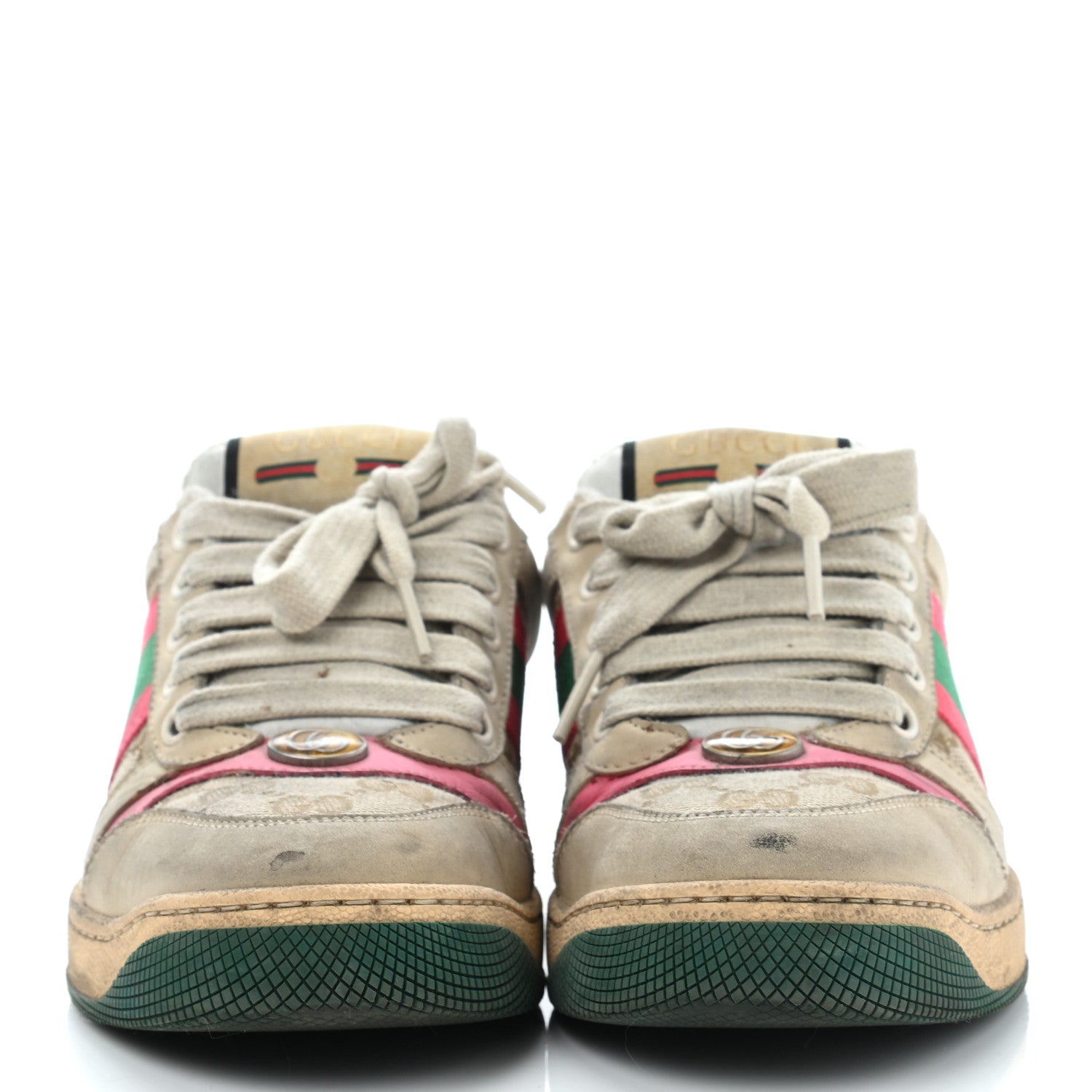 Gucci GG Monogram Calfskin Web Womens Screener Sneakers 35 New Sand Dusty Milk Pink 2 of 22
