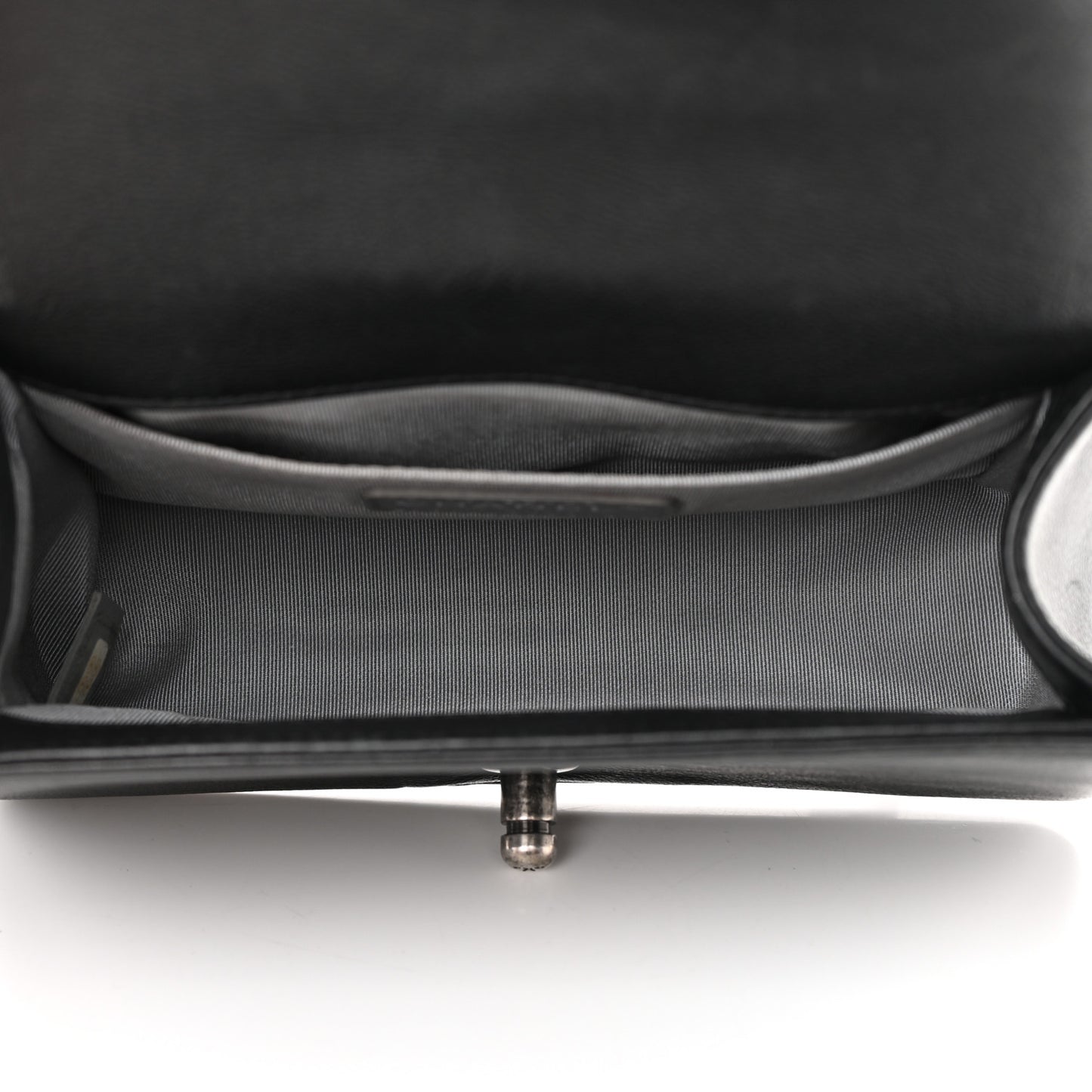 Calfskin Double Stitch Small Boy Flap Black