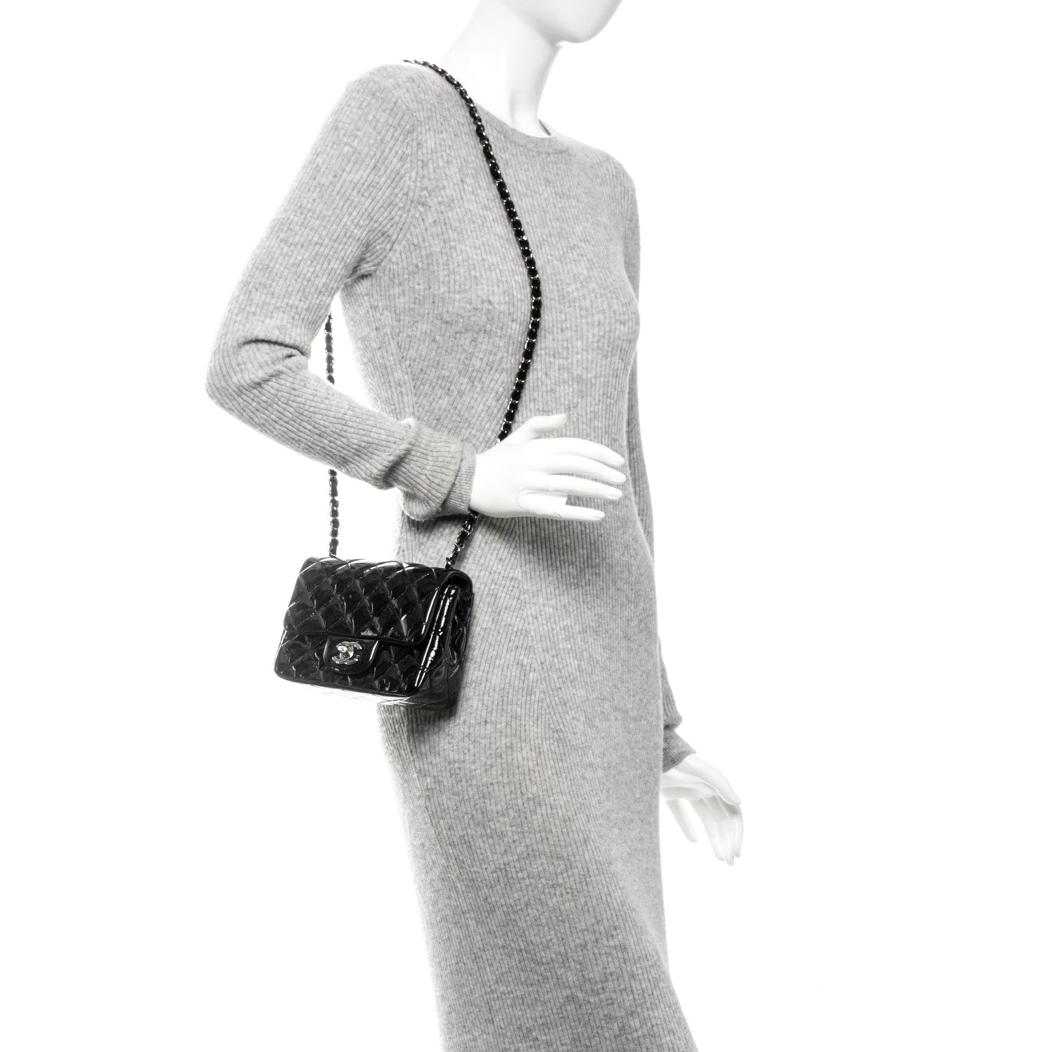 Chanel Patent Calfskin Quilted Mini Square Flap Black 2 of 7