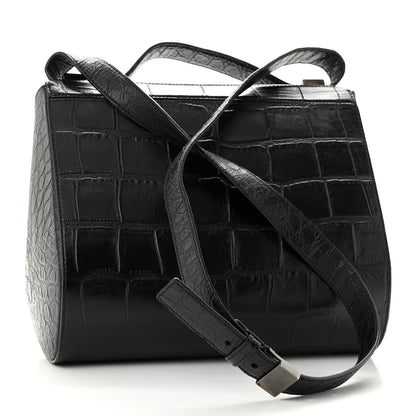 Givenchy Calfskin Crocodile Embossed Medium Pandora Box Crossbody Bag Black 3 of 10