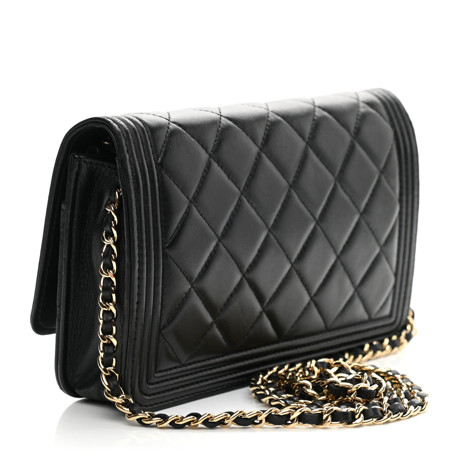Chanel Lambskin Quilted Boy Wallet On Chain WOC Black 3 of 11