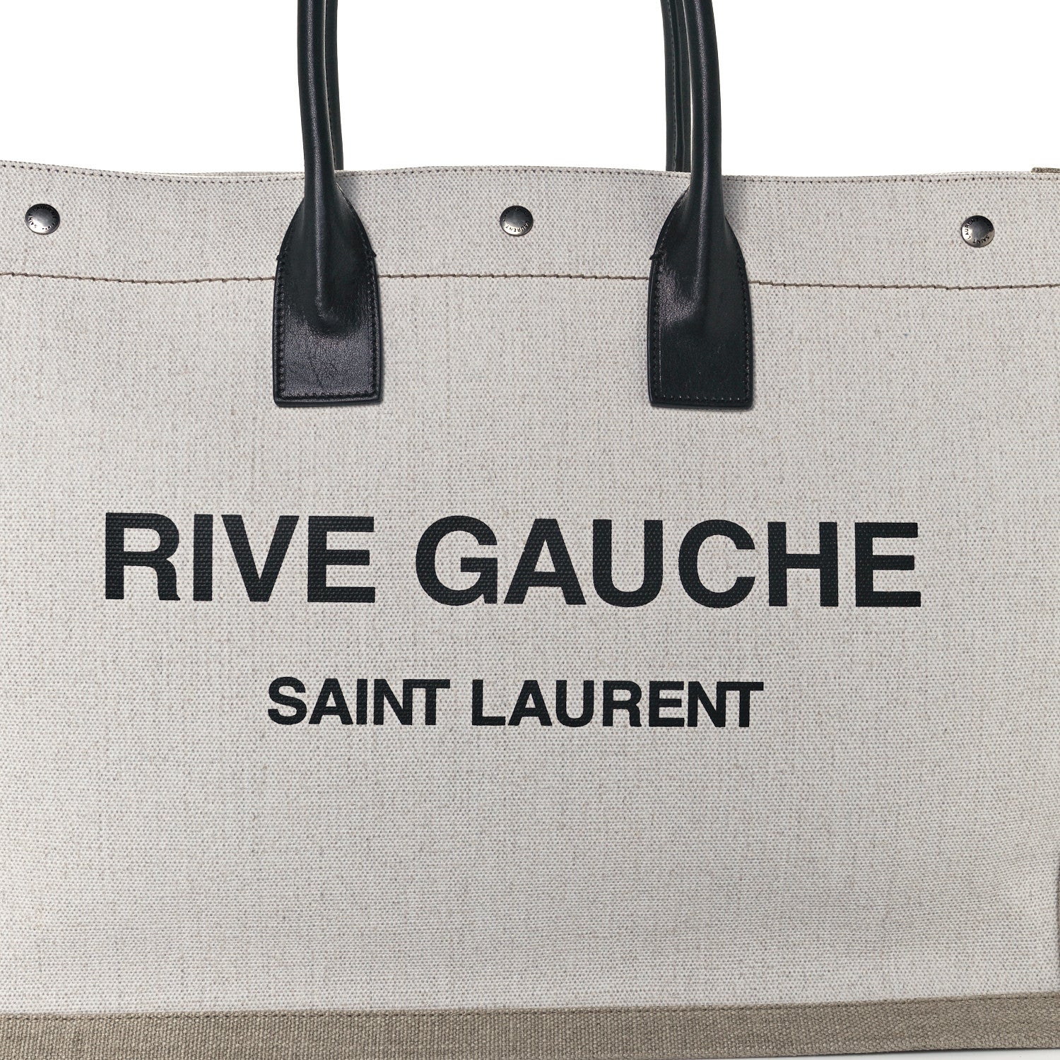 Saint Laurent Linen Calfskin Rive Gauche Tote Optic White 8 of 10