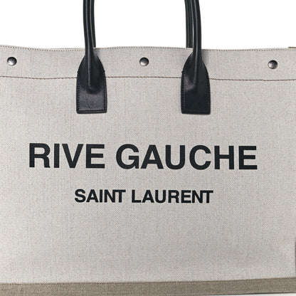 Saint Laurent Linen Calfskin Rive Gauche Tote Optic White 8 of 10