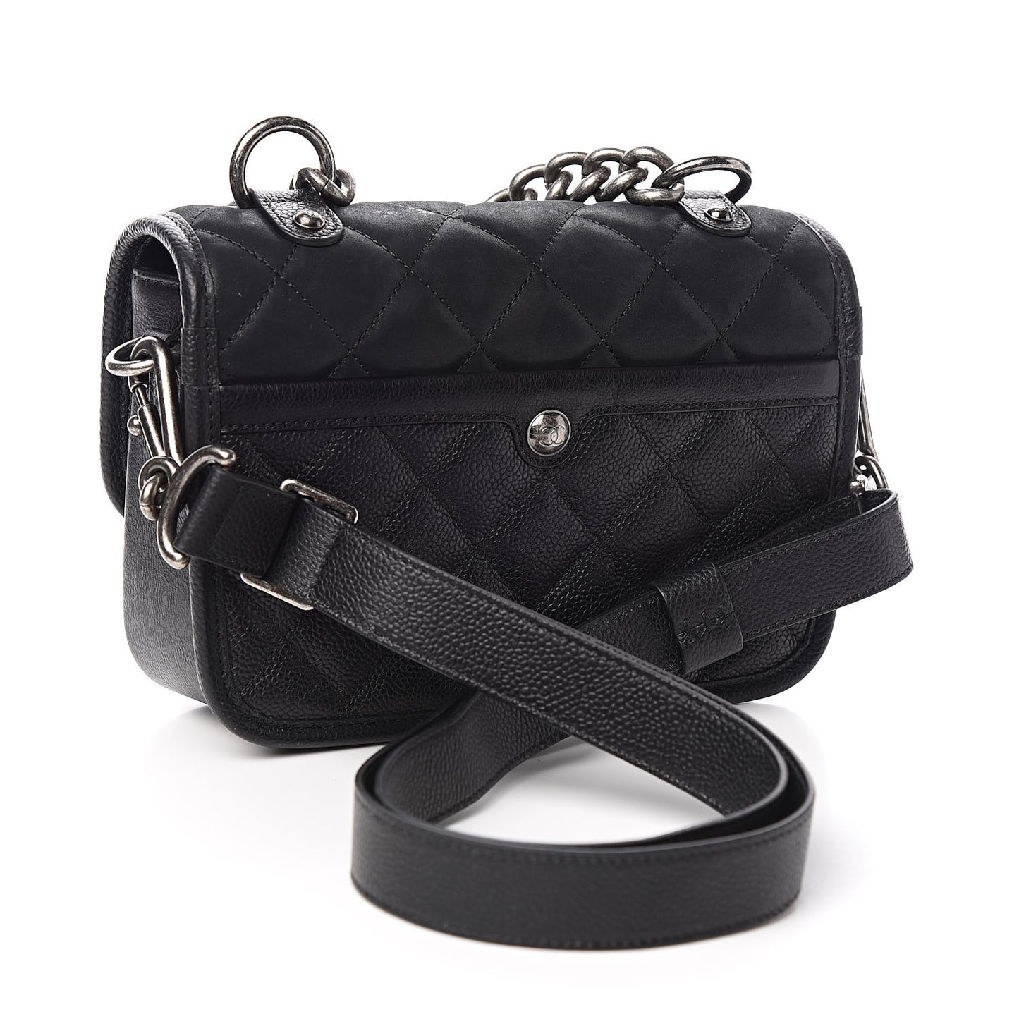 Caviar Iridescent Calfskin Quilted Small Daily Carry Messenger Black