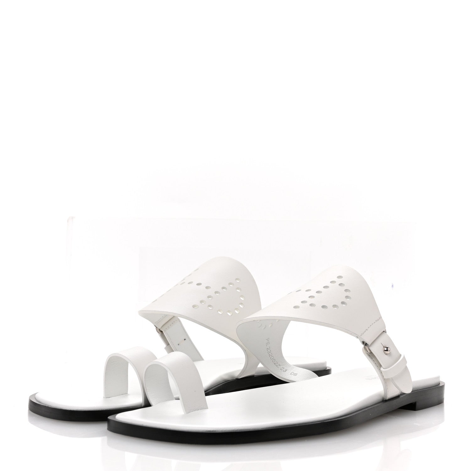 Hermes Calfskin Perforated Hera Sandals 38 White 4 of 10