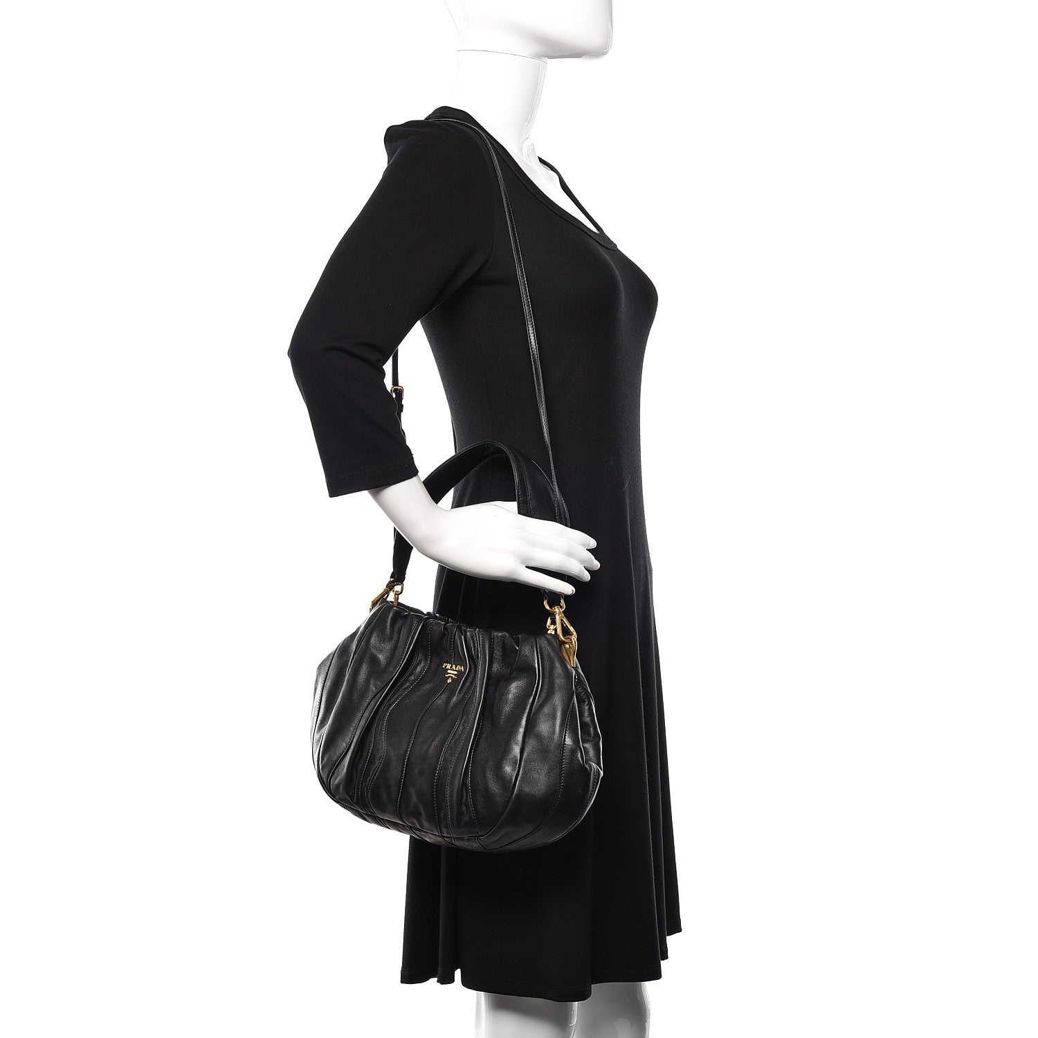 Prada Nappa Stripes Hobo Black 2 of 10