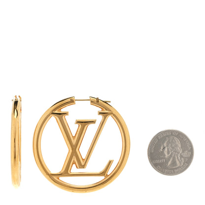 Louis Vuitton Metal Louise Hoop Earrings Gold 2 of 4