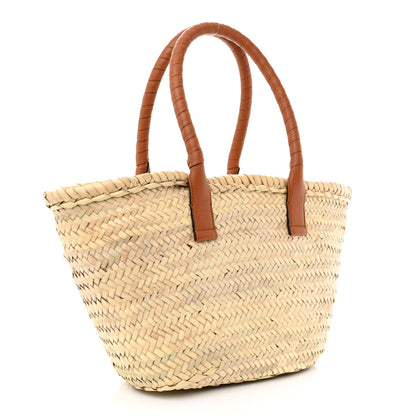 Chloe Raffia Small Grain Calfskin Medium Marcie Basket Tan 3 of 12