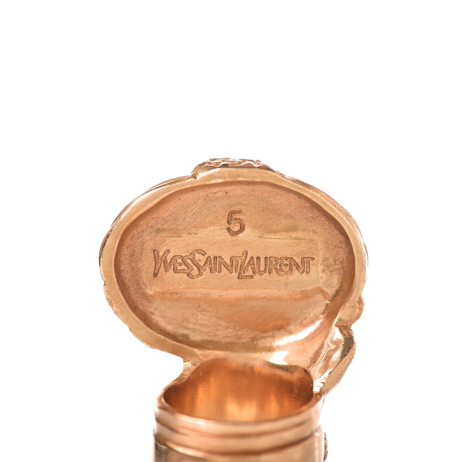 Saint Laurent Glass Cabochon Arty Ovale Ring 5 Gold Turquoise 4 of 5