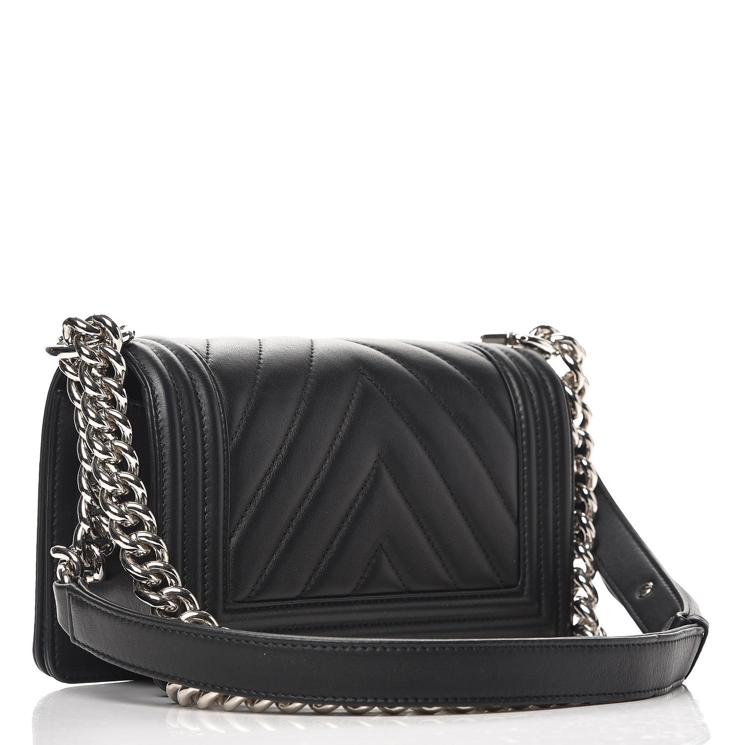 Chanel Calfskin Chevron Quilted Small Boy Flap Black 4 of 11