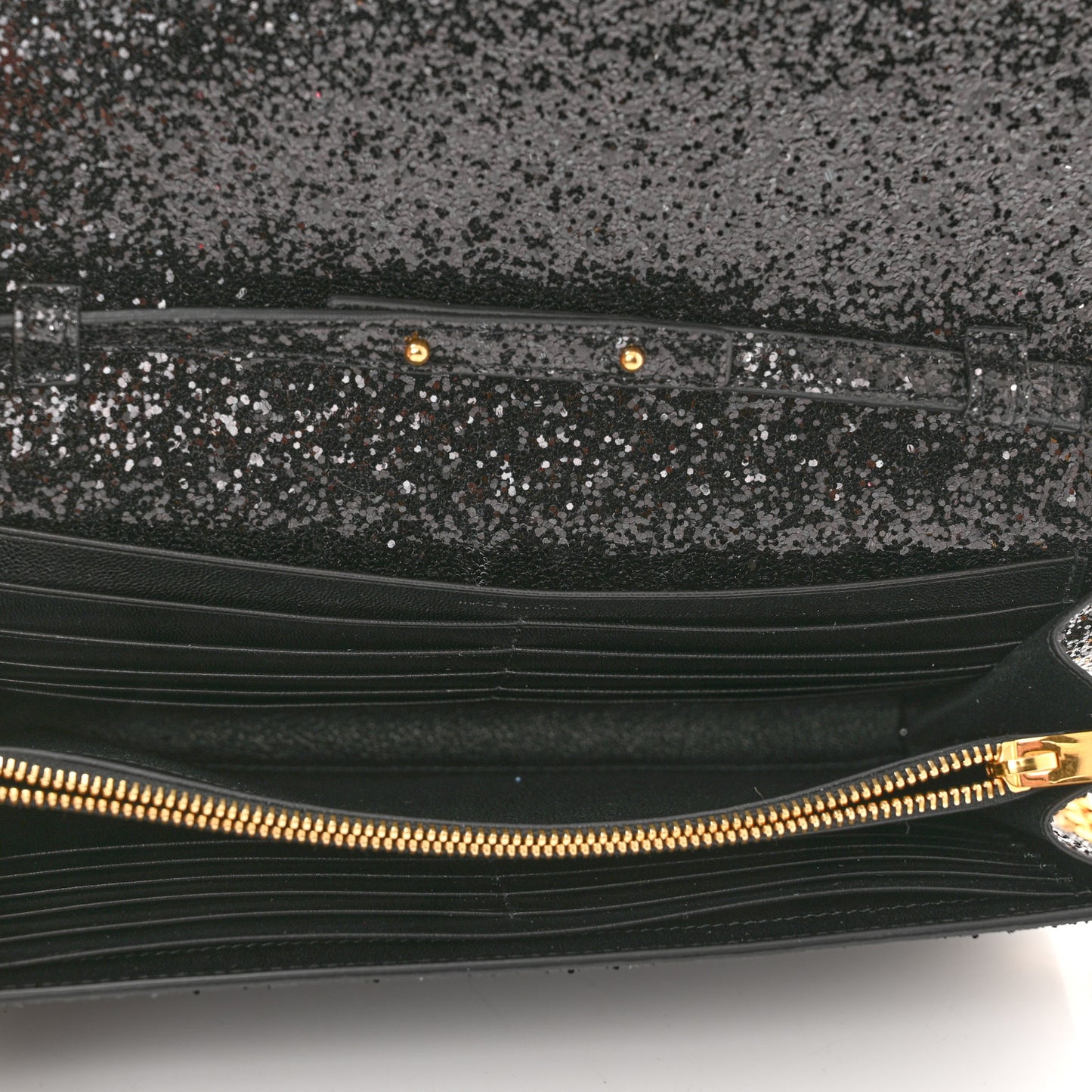 Glitter Classic Monogram Chain Wallet Black Multicolor